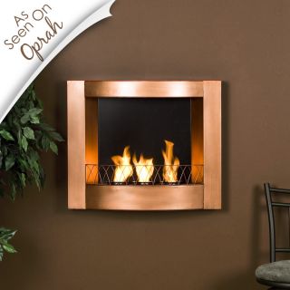 Wall Mount Indoor or Outdoor Gel Fuel Fireplace Copper Finish EZ Hang
