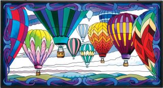 Hot Air Balloons Stained Glass Fireplace Screen w Panel