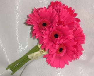   PINK Gerber Gerbera Daisies Bridal Bouquet Silk Wedding Flowers NEW
