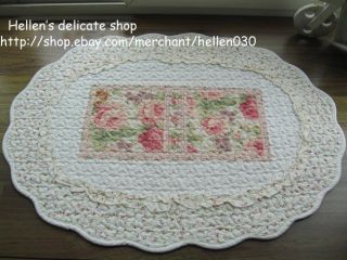 Shabby Floral Chic Cotton Quilted Bath Rug Floor Door Mat C Style