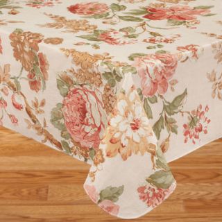 Vintage Floral Vinyl Tablecover Oval Tablecloth 54 x 72 Flowers
