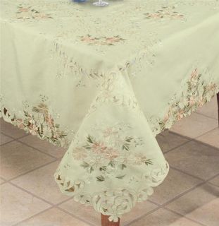 Embroidery Daisy Cutwork Floral Tablecloth 70x104 12NPK