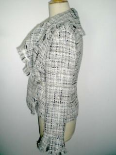 Excellent Anne Fontaine France Wrap Around Ruffles Tweed Black Jacket
