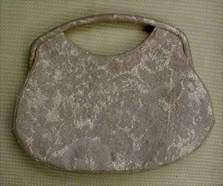 Vintage Magid Framed Gold Mettalic Brocade Handbag Evening Bag Clutch