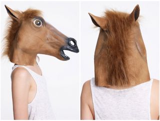 Brown Horse Head Face Animal Costume Halloween Party Prop Carnival