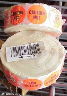 Lot 10 Dot It Food Safety Labels Caution Hot 1000 Roll