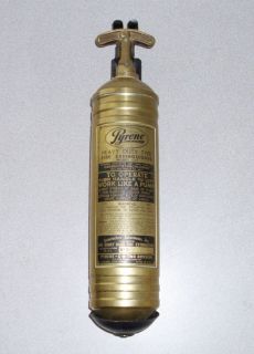 Vintage RARE Pyrene Brass Fire Extinguisher w Holder for A Boat Car