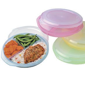 Set of 4 Triple Divided Meal Food Storage Containers Dishwasher Safe