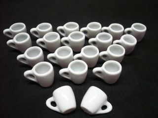 30 White Ceramic Coffee Mug Dollhouse Miniatures Supply Deco