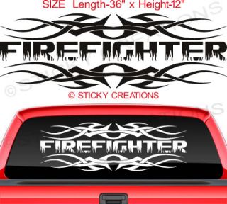 110 Firefighter Back Window Decal Sticker Graphic Text