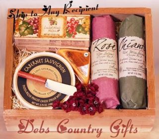 Wine Crate Cheese Salami Crackers Gift Basket Ships Now