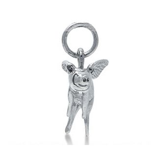 925 Sterling Silver Flying Pig Charm Pendant ZCPK