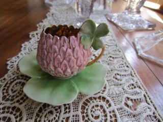 Antique ROYAL BAYREUTH Clover Flower figural Demitasse cup saucer