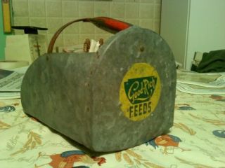   VINTAGE GOOD RICH FEEDS STORE ADVERTISING FARM SEED TIN SCOOP SIGN