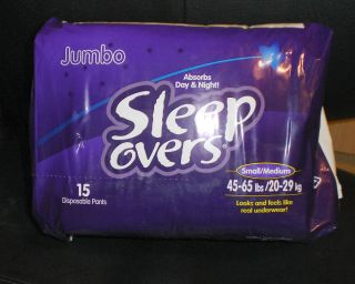 SLEEP OVERS NIGHT AND DAY PULL DIAPERS JUMBO PACK SMALL MEDIUM 30 CT