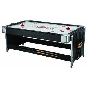 Fat Cat 7 Foot Black Pockey Combination Air Hockey Pool Table in One