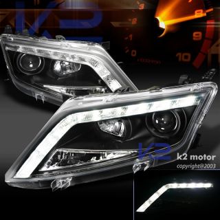 2010 2012 Ford Fusion Black LED DRL Projector Headlights Head Lamps