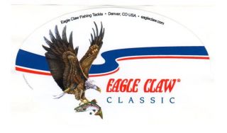 Two EAGLE CLAW Fishing decal, hooks, bait, lures, rods & reels, tackle