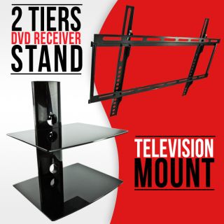 New Slim Flat Screen TV Wall Mount for 32 37 42 46 50 52 60 2 Tier DVD