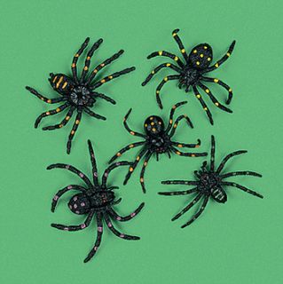12 Squishy Stretchy Fake Toy Spiders Assorted Halloween