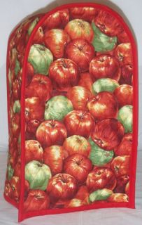 Quilted Apple Red Food Processor Cover Handmade Reversible