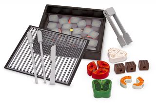Grill Wooden Slice Sort Play Food Set 17 PC Melissa and Doug Item 4024