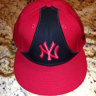 NEW ERA FITTED CAP 59FIFTY NEW YORK YANKEES BLACK RED 7 1 2 HAT