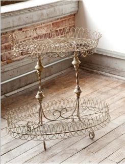 Vintage Look French Wire Flea Market Plant Stand Table