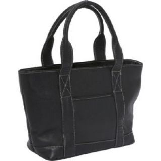 Handbags LeDonneLeather Double Strap Small Pocket Tote Black