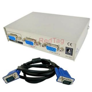 VGA Video Monitor Splitter 2 Port LK 21921 Male Cable LCD Display