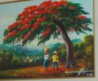 Haiti Royal Poinciana Tree Original Simeon Michel 1992 Haitian Oil