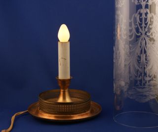  Glass Company Crystal Flanders Etch Hurricane Lamp C 1930