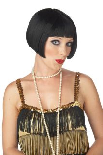 Flirty Flapper Roaring 20s Jazz Adult Costume Wig  Short Bob Black