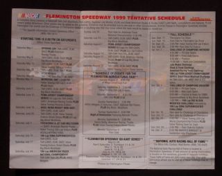 1999 Schedule Flemington Speedway Folder Flemington NJ