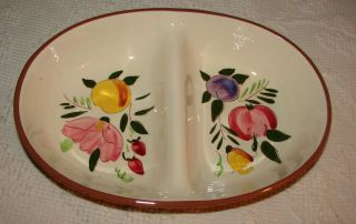 STANGL POTTERY DIVIDED SERVING BOWL FRUIT FLOWERS