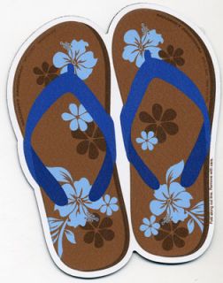 brown and blue flip flop magnet set hawaiian flower design and trendy