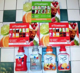 SODASTREAM CONCENTRATED FLAVORED SODA MIX SYRUP 4 Bottles & 32 Sampler