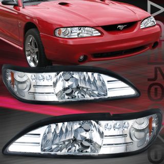 94 95 96 97 98 Ford Mustang Chrome Head Lights Amber Reflector