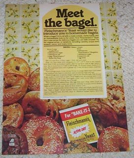 1981 ad Fleischmanns Yeast bagel recipe PRINT AD