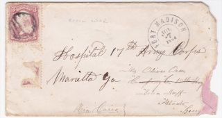 Fort Madison Iowa to Hospital 17th Army Corps 1864 Civil War Cover