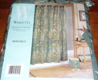 Wamsutta Rain Forest Shower Curtain Gold Green Palm Leaves Branch New