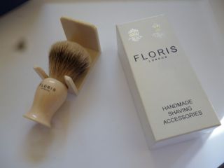 Floris Classic Shaving Brush w Drip Stand BEST BADGER Bristles Small 4