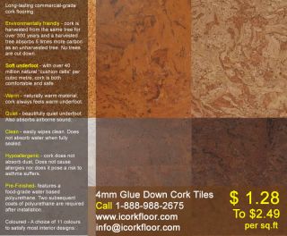 4mm Salami Cork Glue Down Tile   Cork Tile  Cork Flooring Sample