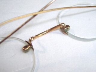 Pairs Antique Vintage Gold Tone Metal Steel Rim Eye Glasses