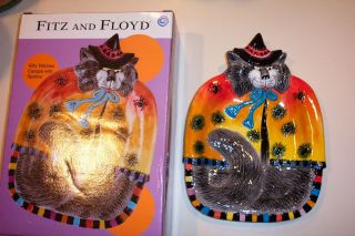 FITZ & FLOYD KITTY WITCHES CANAPE WITH SPIDERS ~ MATCHES KITTY WITCH