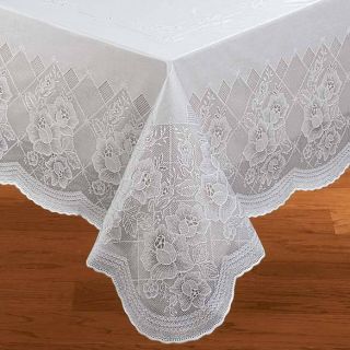 Floral Vinyl Lace Tablecloth 54 Round 54x72 60x90 Oblong Table Cover
