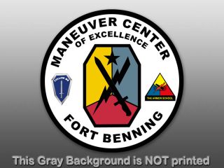 Round Fort Benning Seal Sticker Decal Army Military US
