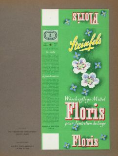 1947 Steinfels Floris Laundry Detergent Soap Box Design   ORIGINAL