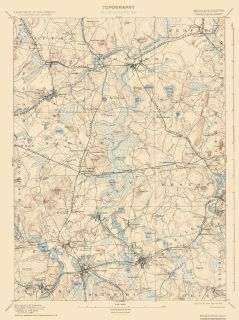 Topographical Maps USGS Topo Map Framingham Sheet Massachusetts MA