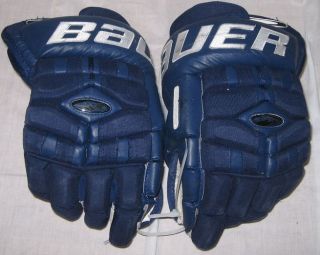  Pro Stock Asham Islander 14 Navy Ice Hockey Gloves Game Used